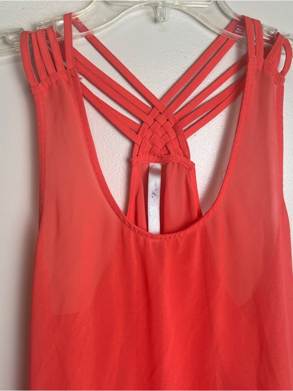 Avec Coral Sheer Sleeveless Strappy Back Top Size Medium, EUC - Picture 2 of 6